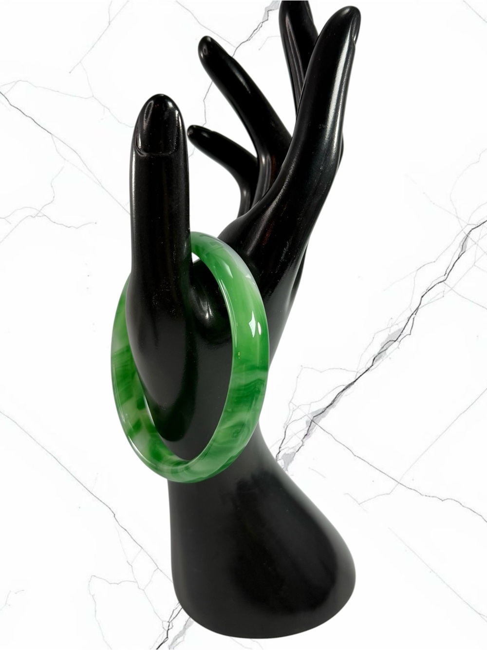 Forest Green Marbled Jade Color Bangle Bracelet Fashion Jewelry Women Stackable